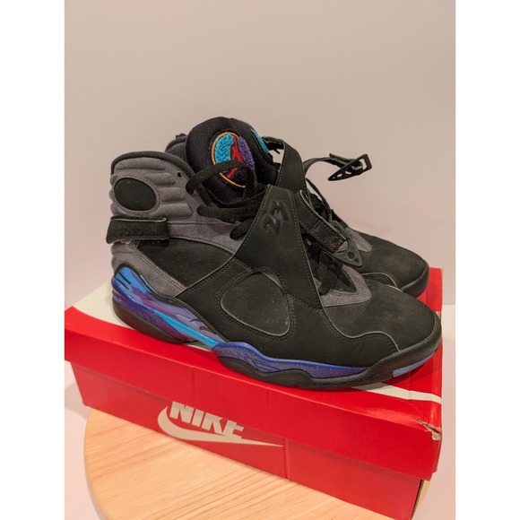 Air Jordan 8 Retro Aqua 2015 Mens Size 10.5 Basketball Sneakers Black 305381-025